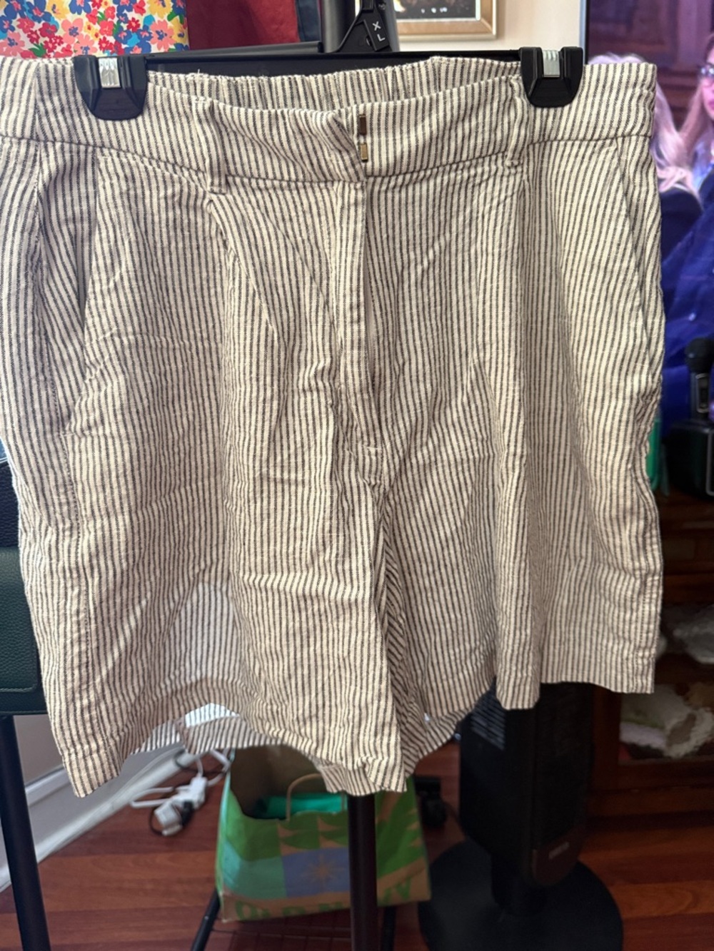 Old Navy Beige and Navy Striped High Waist Women’s Shorts